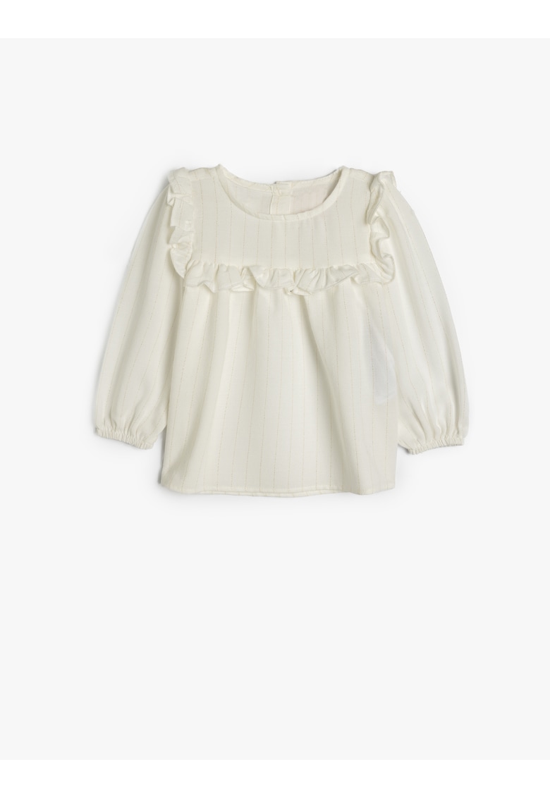 Bluza cu decolteu rotund - model in dungi si volane