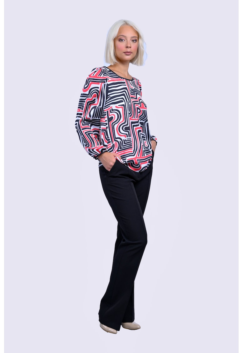 Bluza cu maneca lunga si imprimeu abstract - Multicolor