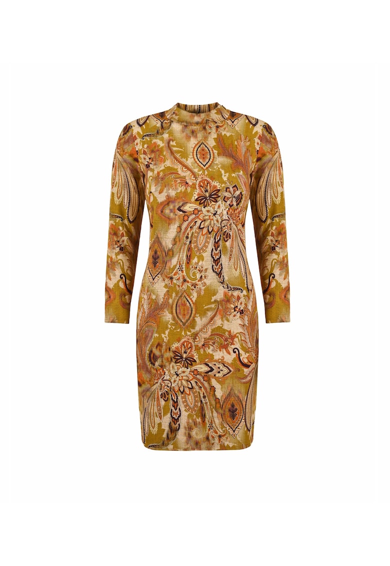 Rochie cu maneci lungi si model paisley
