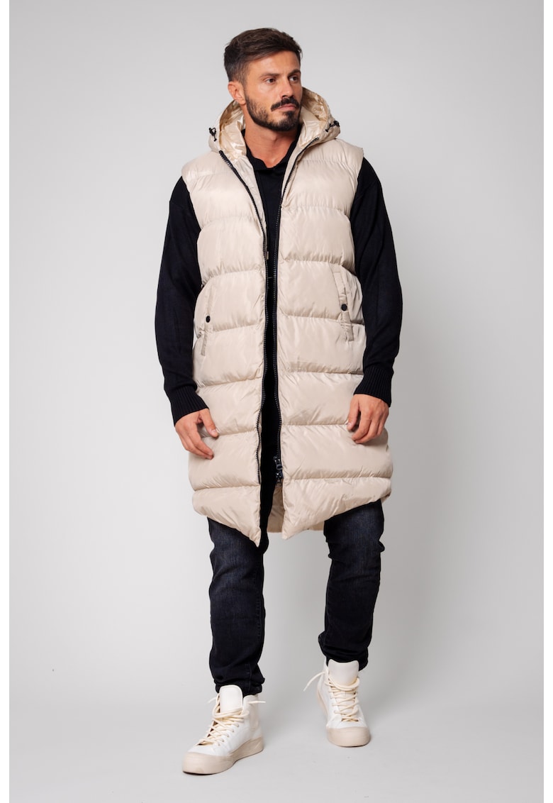 Vesta lunga cu fermoar Beige 14675