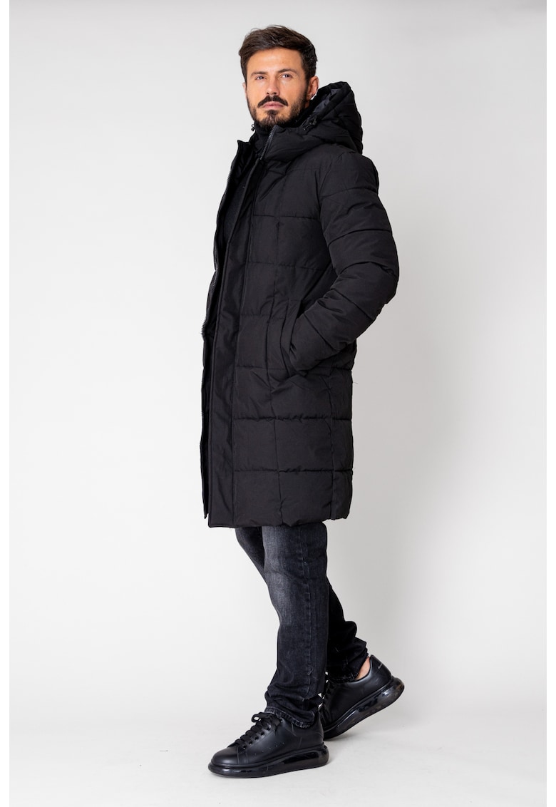 Geaca lunga cu fermoar Black 15093