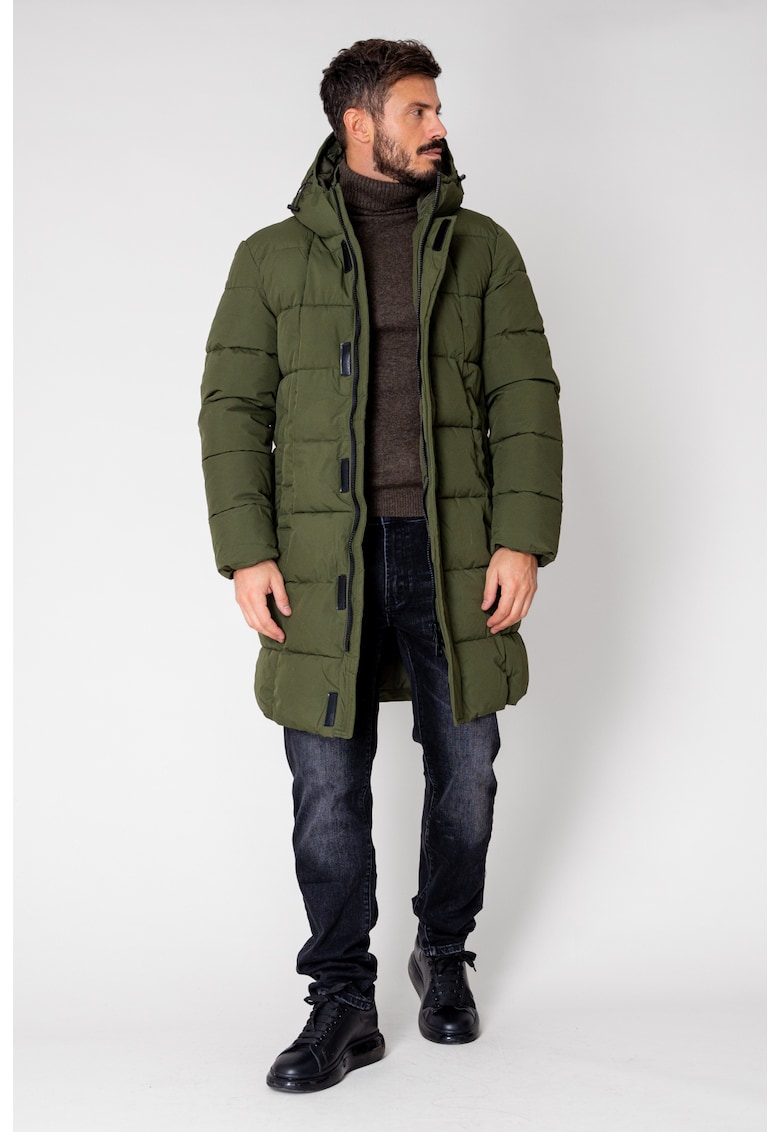 Geaca lunga cu fermoar Kaki 15083