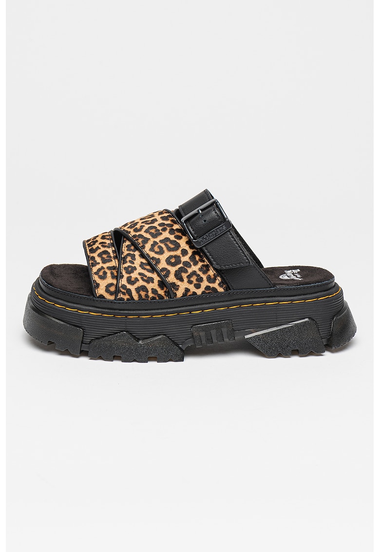 Papuci din piele cu animal print