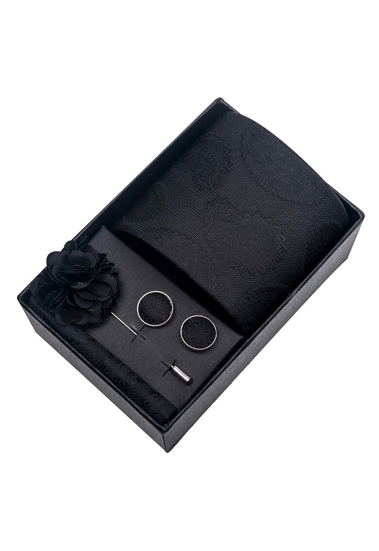 Set masculin 4 piese 6064 - Negru/Cu imprimeu