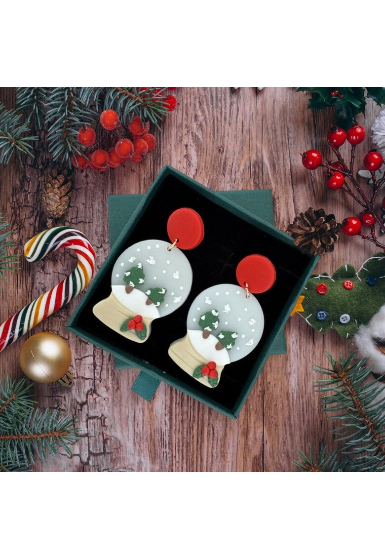 Cercei bej - forma de glob de cristal - plus cutie cadou - Crystal C23