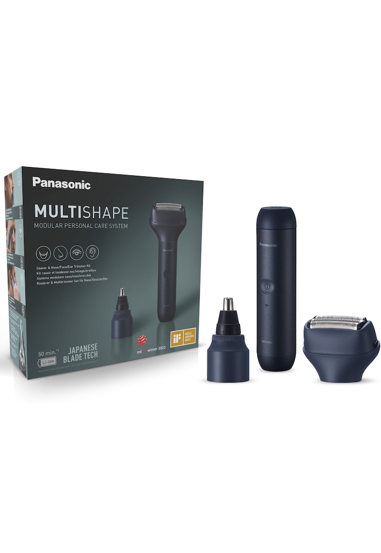 Pachet trimmer nas/urechi/fata & aparat de ras MultiShape XSHAPE JUNIOR - 3 lame - utilizare piele umed/uscat - acumulator Li-Ion - quick charge 1H - husa transport - negru
