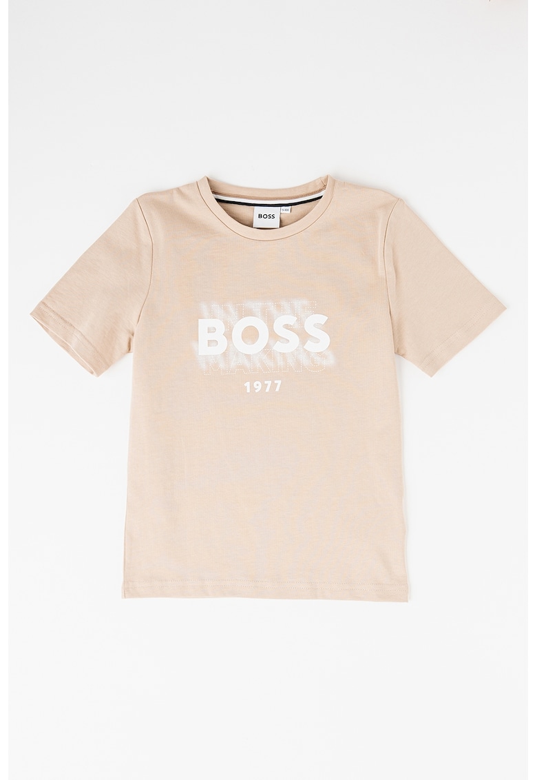 Tricou cu imprimeu logo - Bej inchis