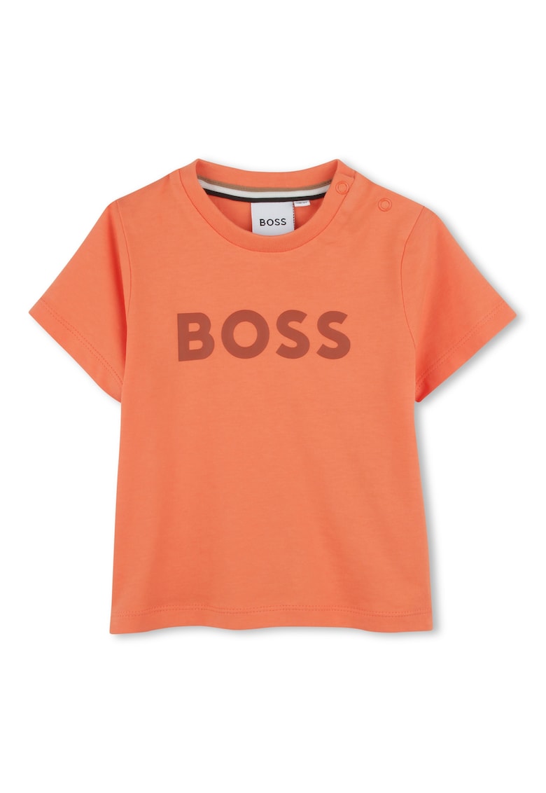 Tricou din bumbac cu decolteu la baza gatului - Portocaliu