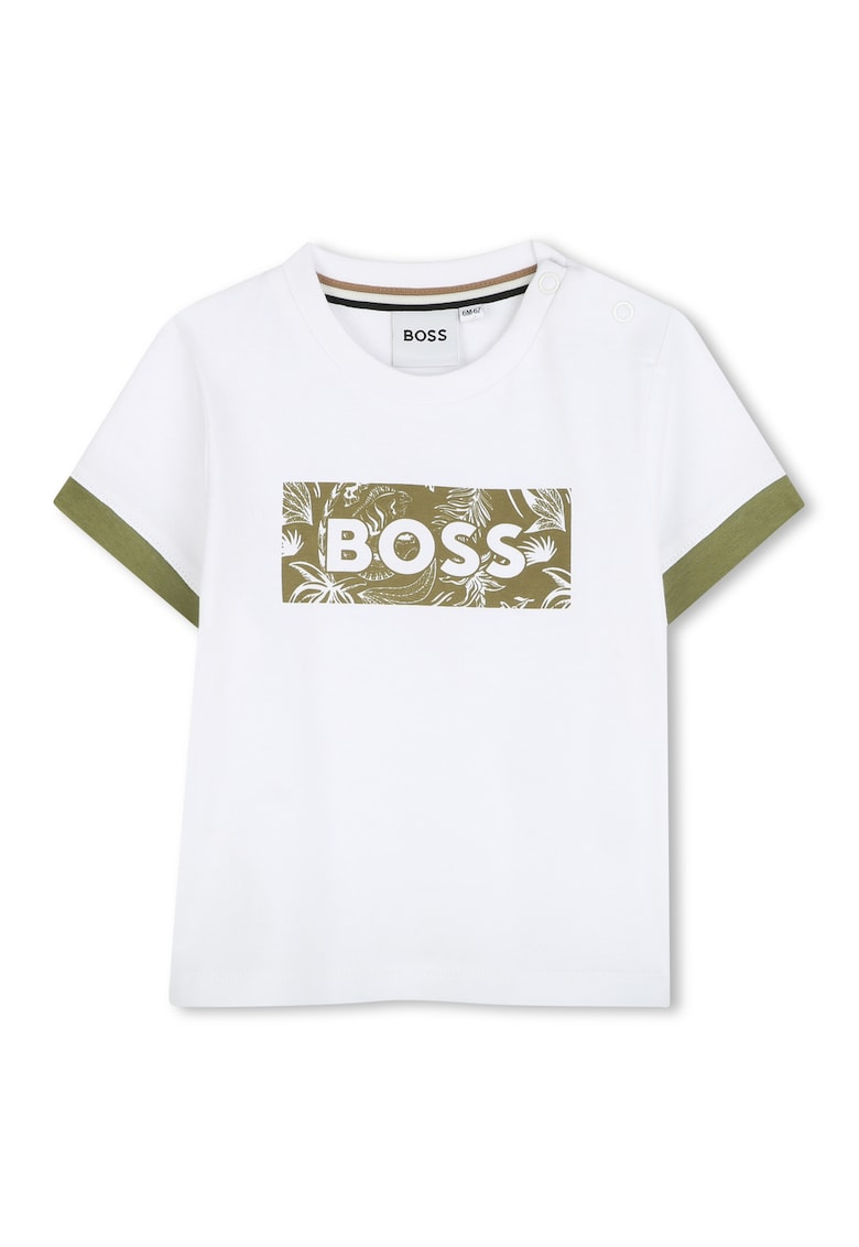 Tricou din bumbac cu imprimeu logo - Alb