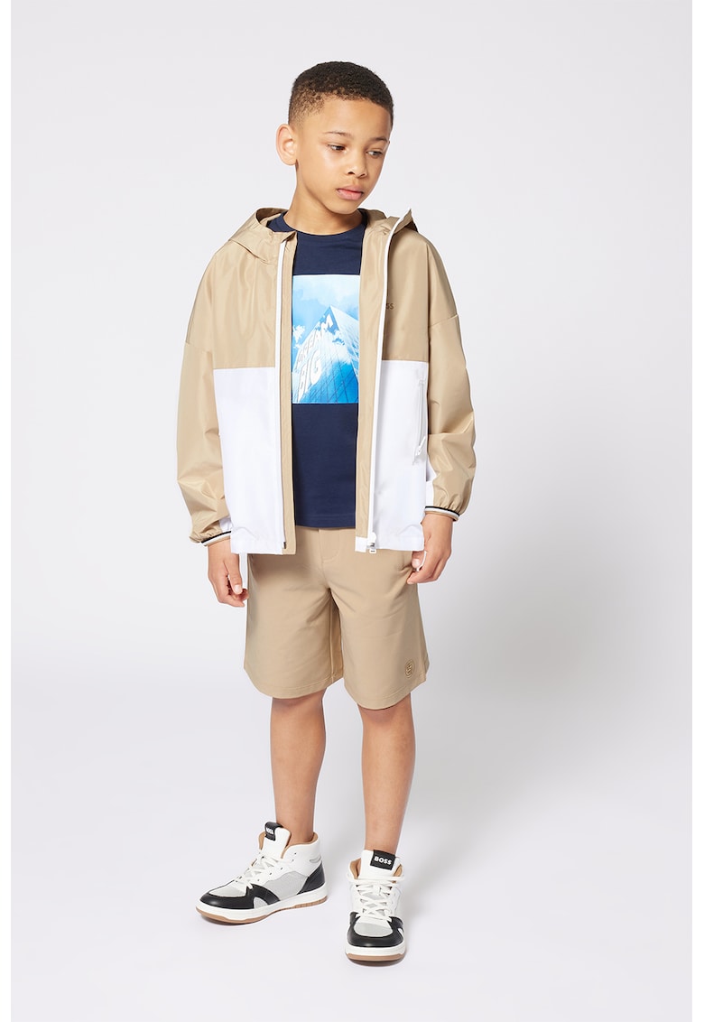 Jacheta cu gluga si model colorblock