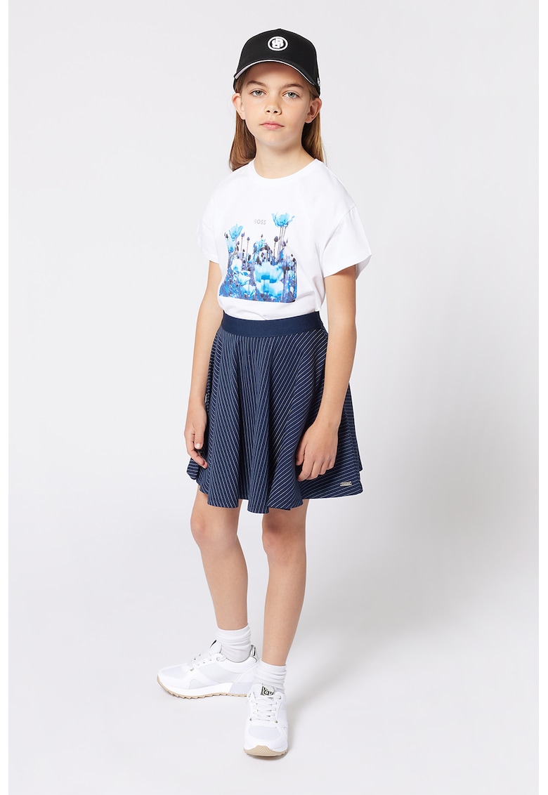 Tricou din amestec de bumbac cu imprimeu - Alb