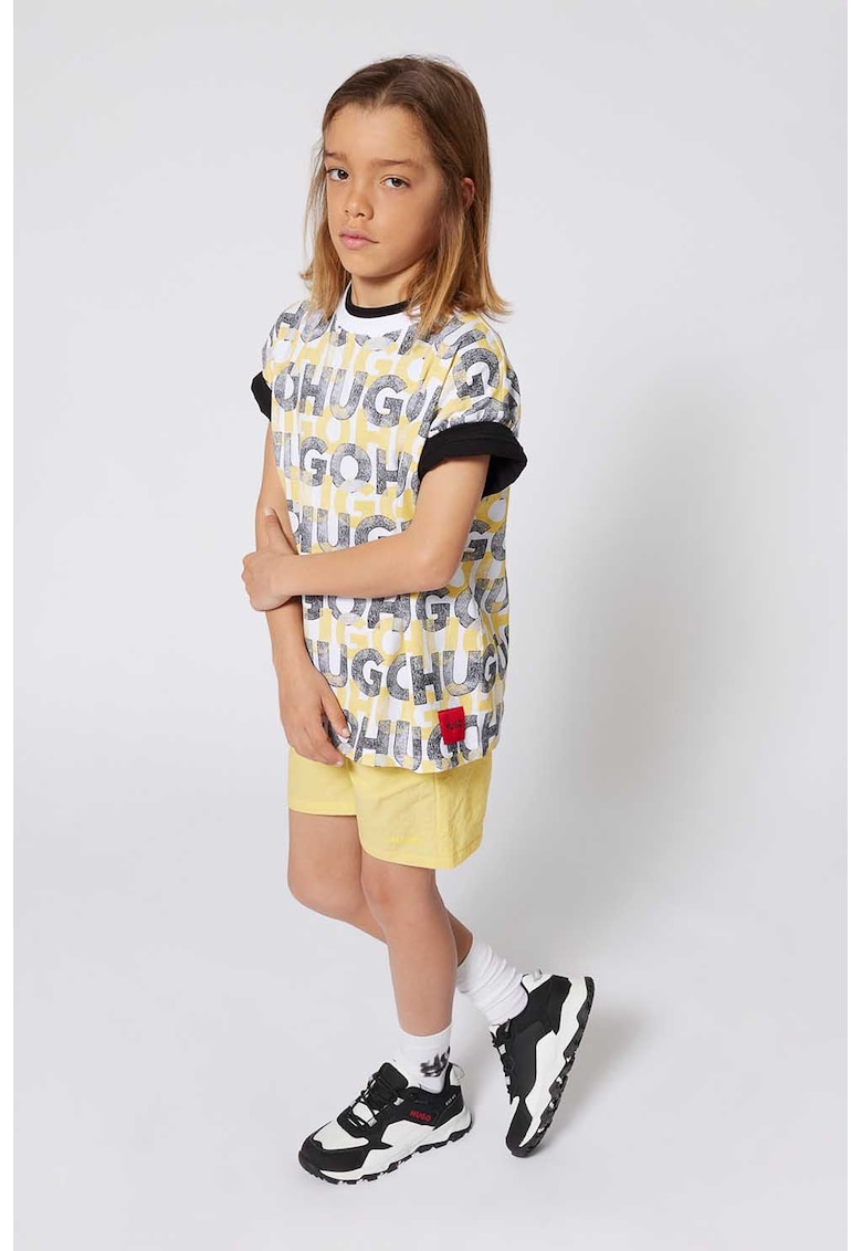 Tricou cu imprimeu monograma - Galben