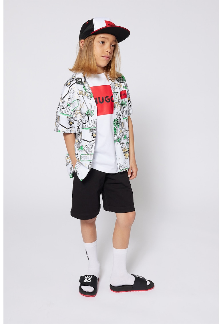 Camasa cu imprimeu grafic si maneci scurte