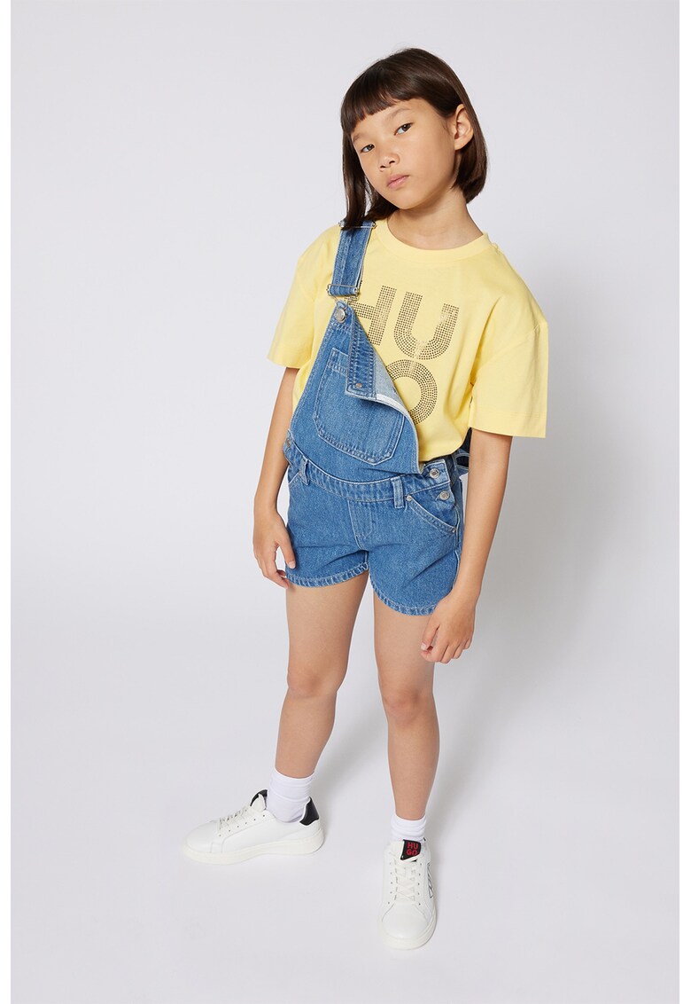 Salopeta scurta cu bretele cu logo