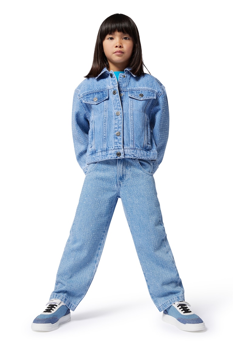 Blugi drepti cu talie inalta - Albastru pastel