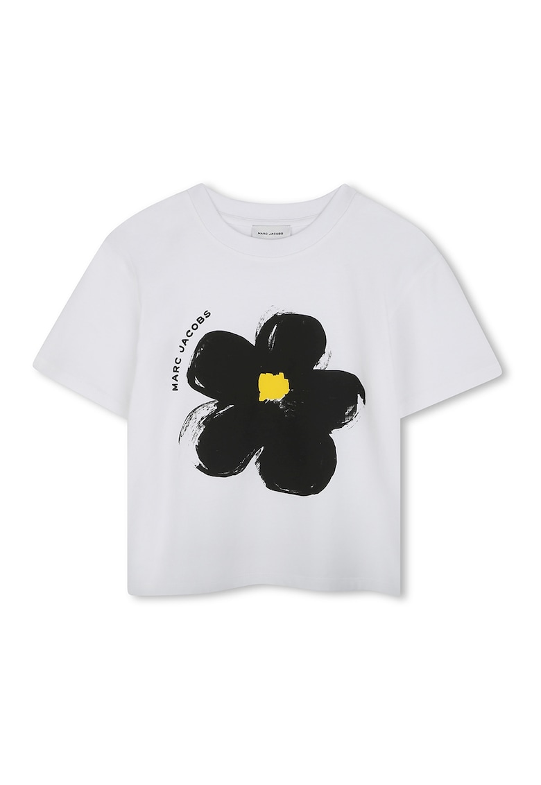 Tricou cu imprimeu floral - Alb/Negru/Galben