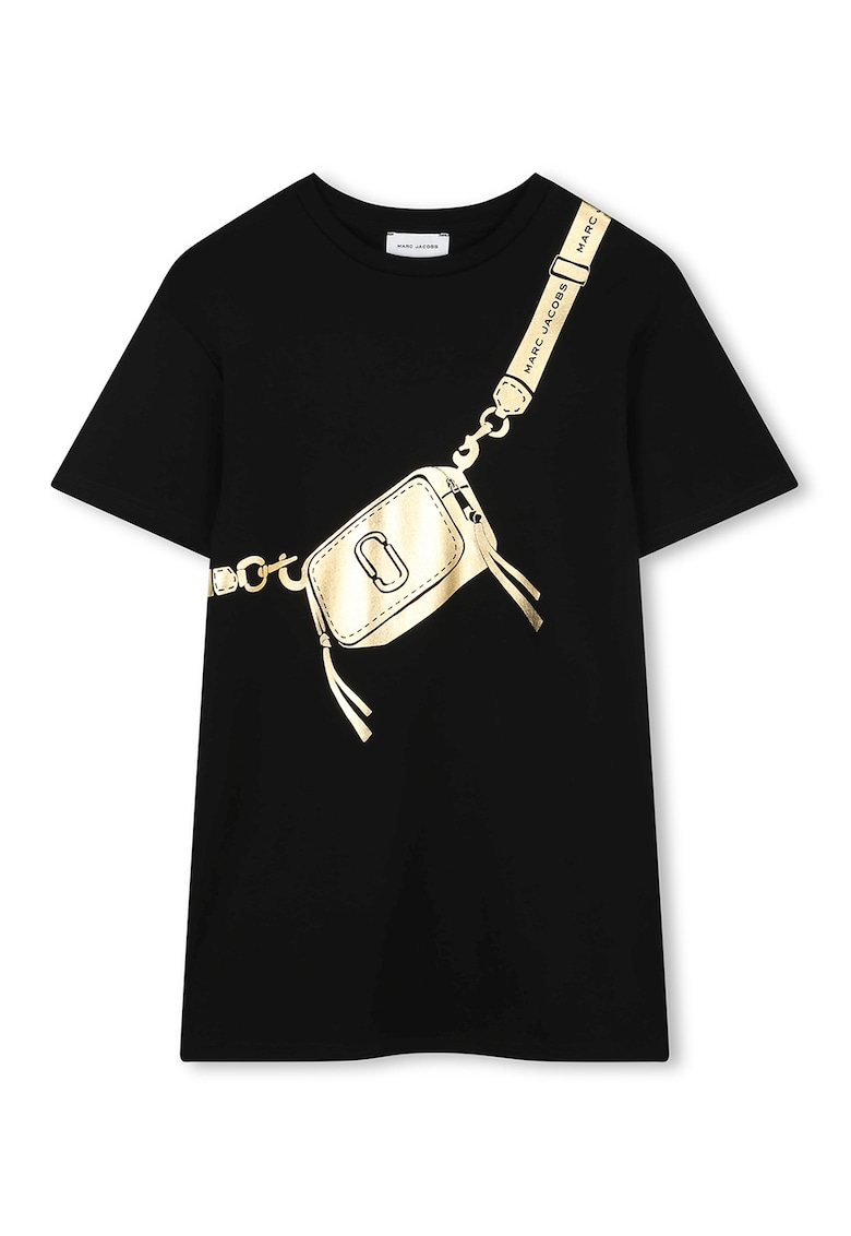 Tricou lejer cu imprimeu grafic - Auriu/Negru