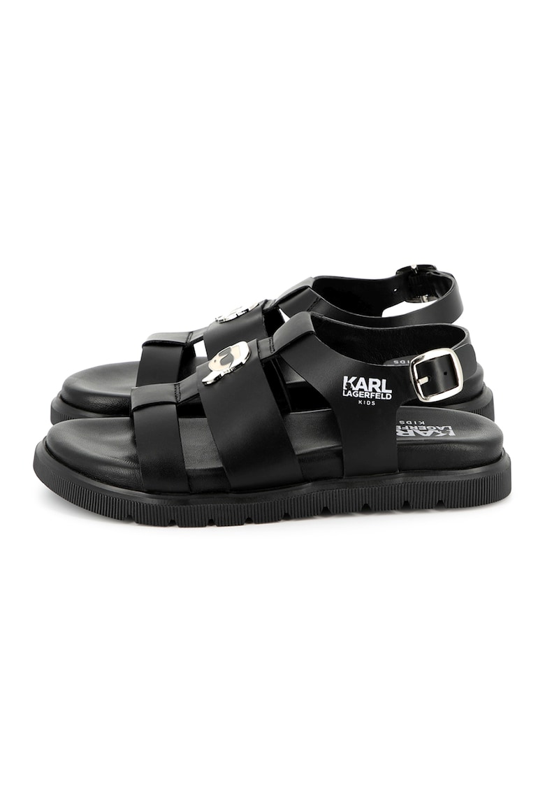 Sandale din piele cu logo - Negru stins
