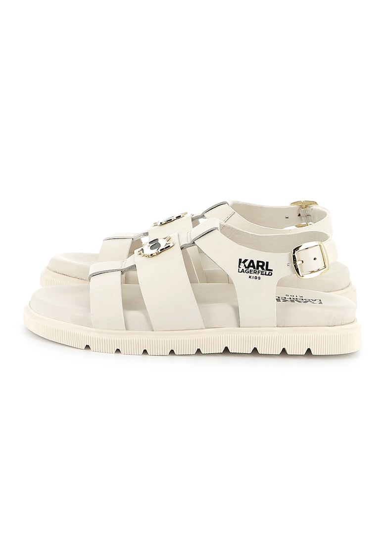 Sandale din piele cu logo - Alb fildes