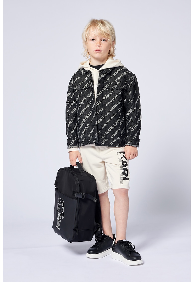 Jacheta din denim cu model logo