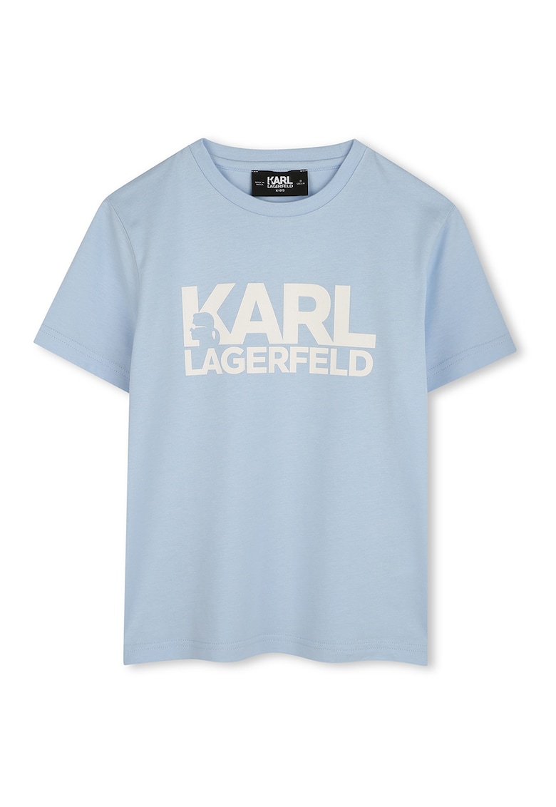 Tricou din bumbac cu imprimeu logo - Alb/Albastru pastel