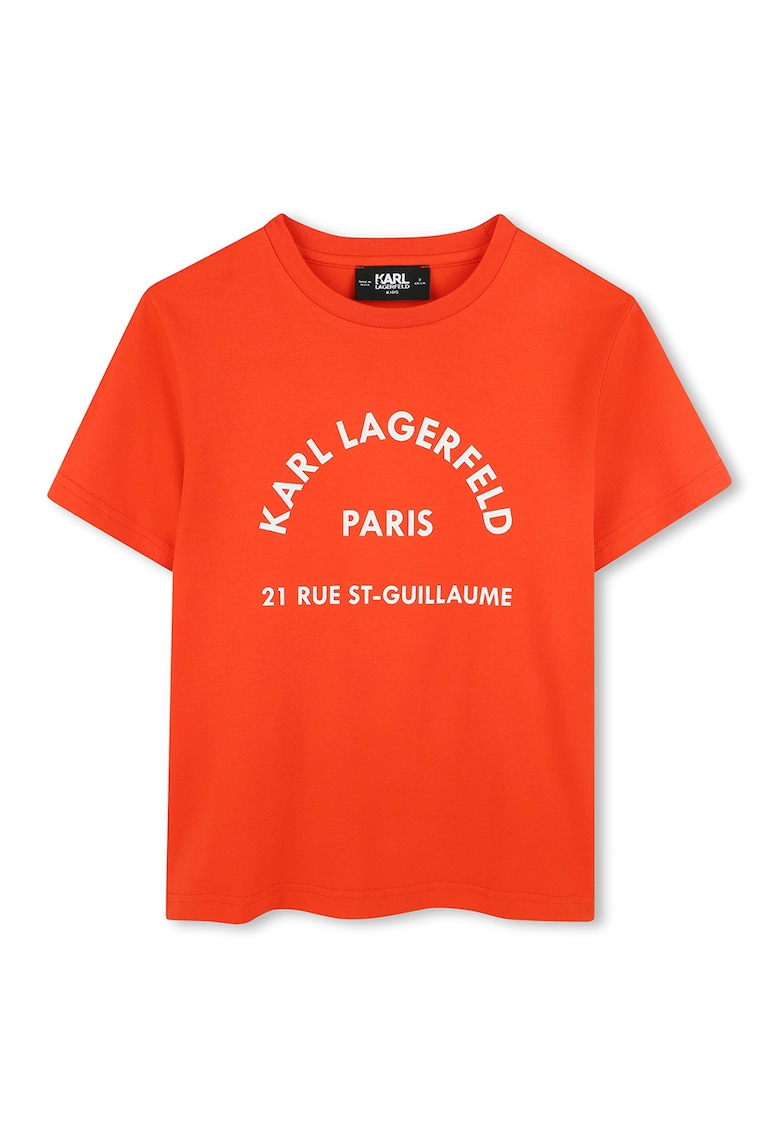 Tricou din bumbac cu imprimeu logo - Alb/Portocaliu mandarina