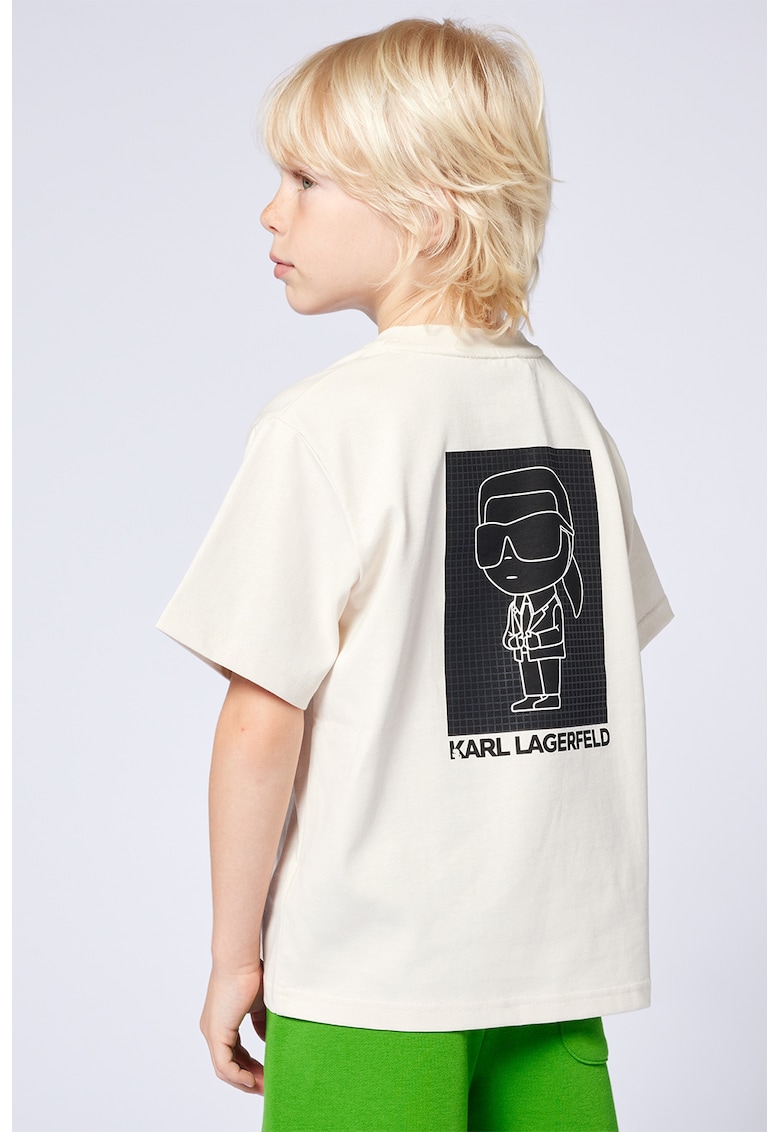 Tricou din bumbac cu imprimeu grafic pe partea din spate Tricou din bumbac cu imprimeu grafic pe partea din spate