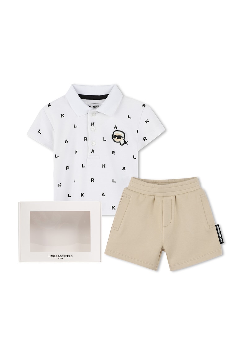 Set de pantaloni scurti si tricou cu imprimeu logo - 2 Piese