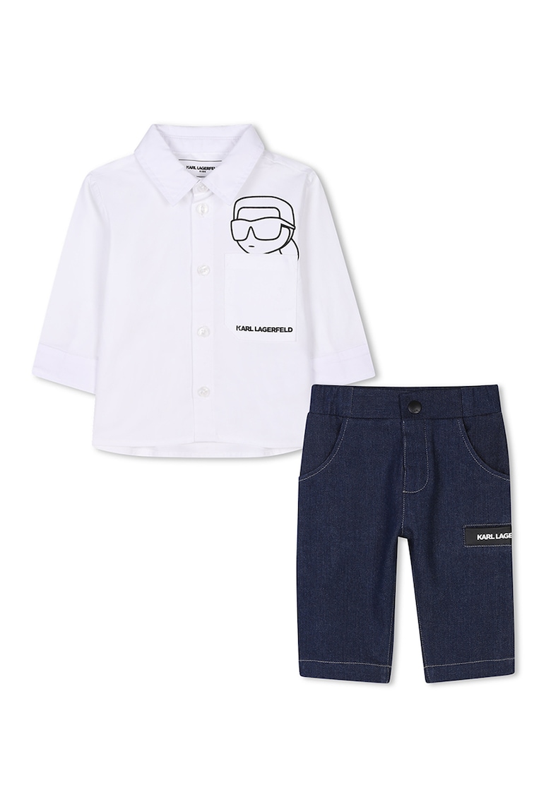 Set de camasa cu imprimeu si pantaloni scurti din denim - 2 Piese