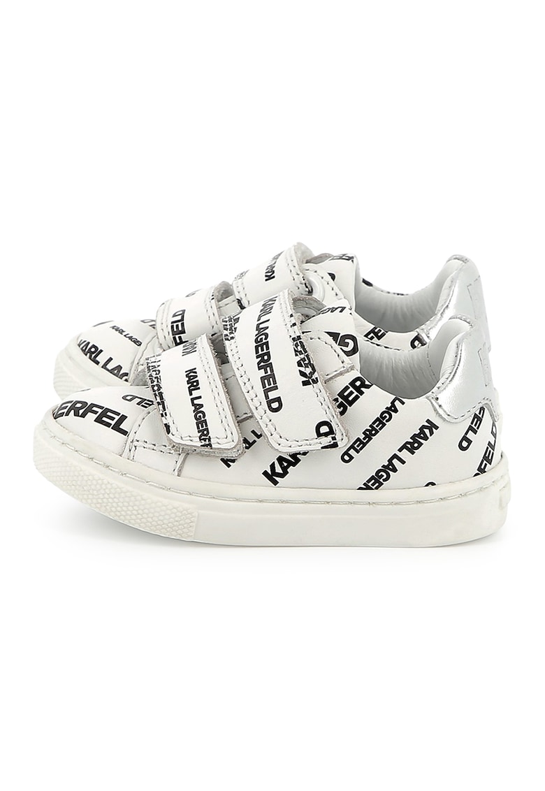 Pantofi sport din piele cu logo - Negru/Alb murdar/Argintiu