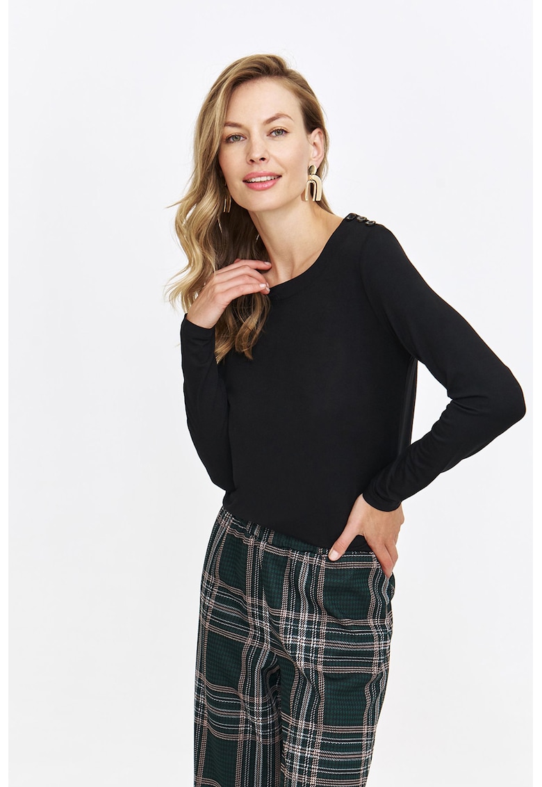 Bluza cu nasturi decorativi - Negru