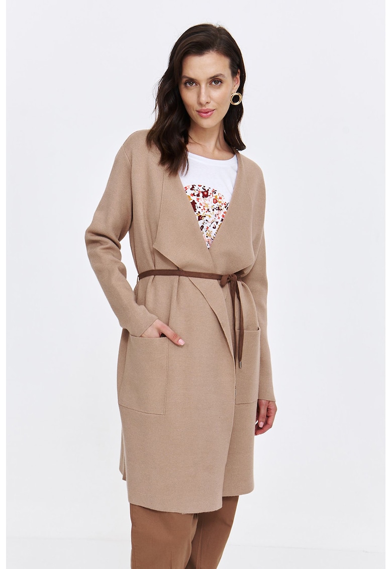 Cardigan fara inchidere cu buzunare - Bej