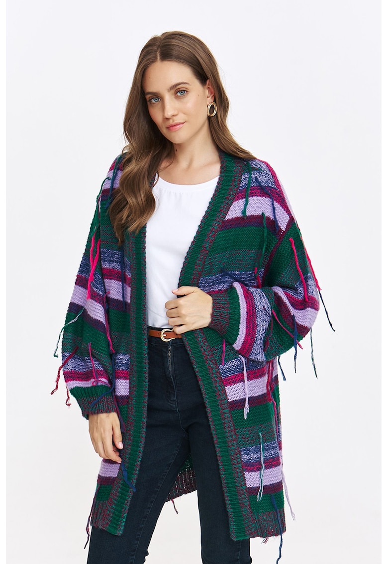 Cardigan cu dungi si franjuri