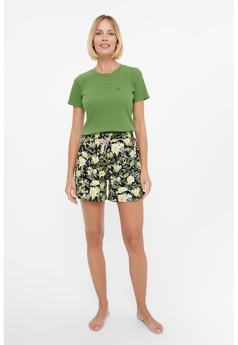 Pantaloni scurti de pijama din bumbac cu model floral