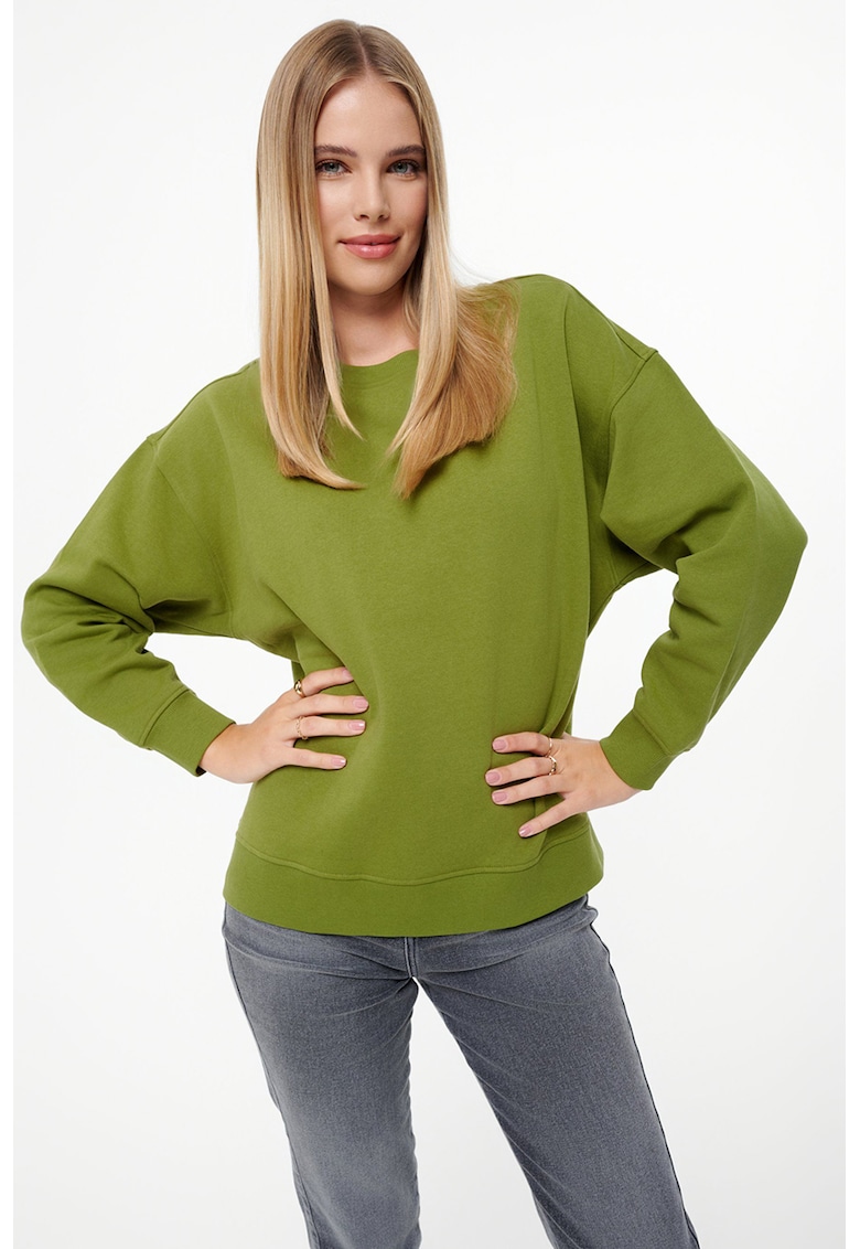 Bluza de trening lejera cu decolteu rotund - Verde feriga