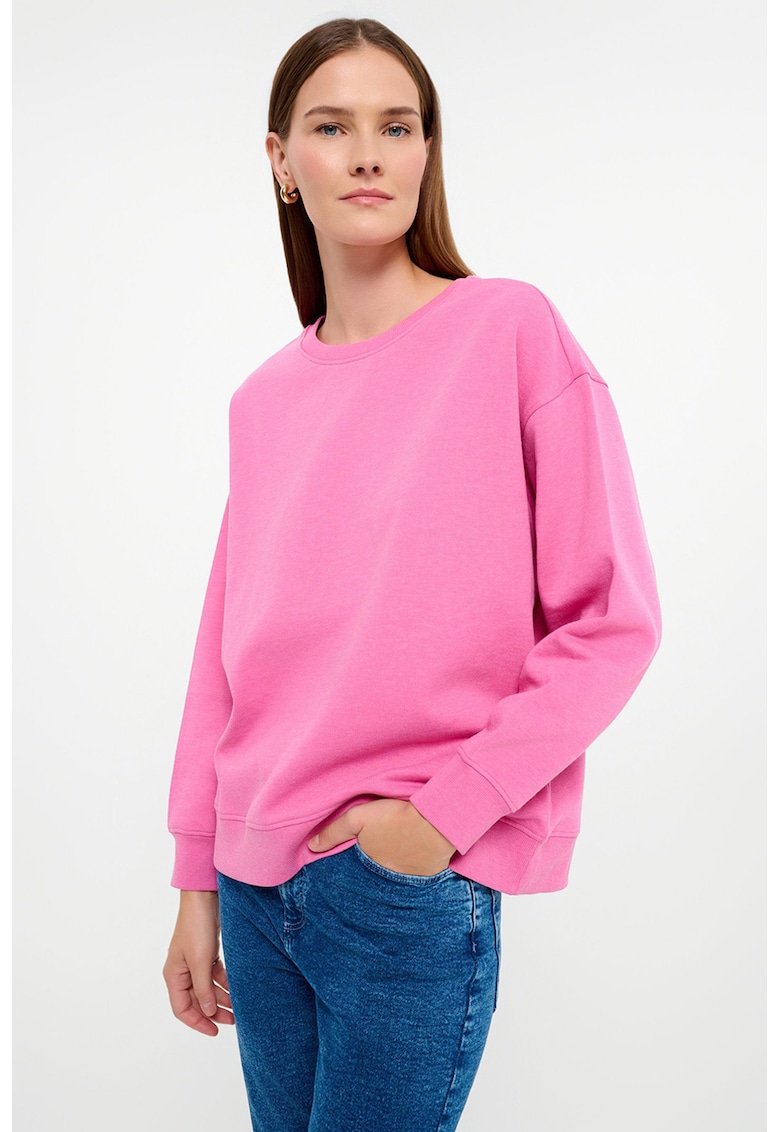 Bluza de trening lejera cu decolteu rotund - Roz pastel
