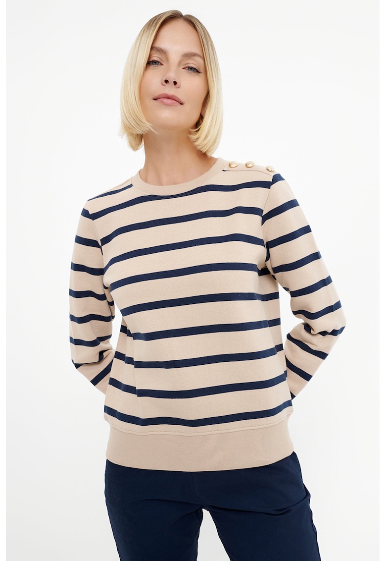 Bluza de trening cu decolteu rotund - Negru/Bej