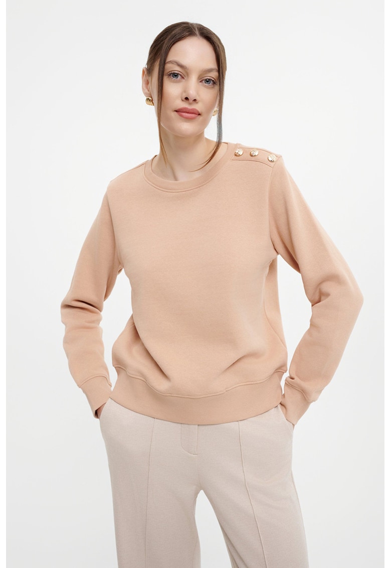 Bluza de trening cu decolteu rotund - Roz prafuit