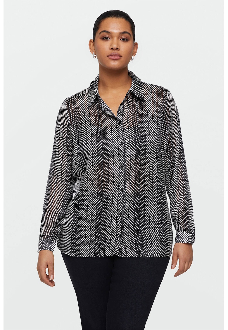 Camasa cu imprimeu si insertii stralucitoare - Alb/Negru