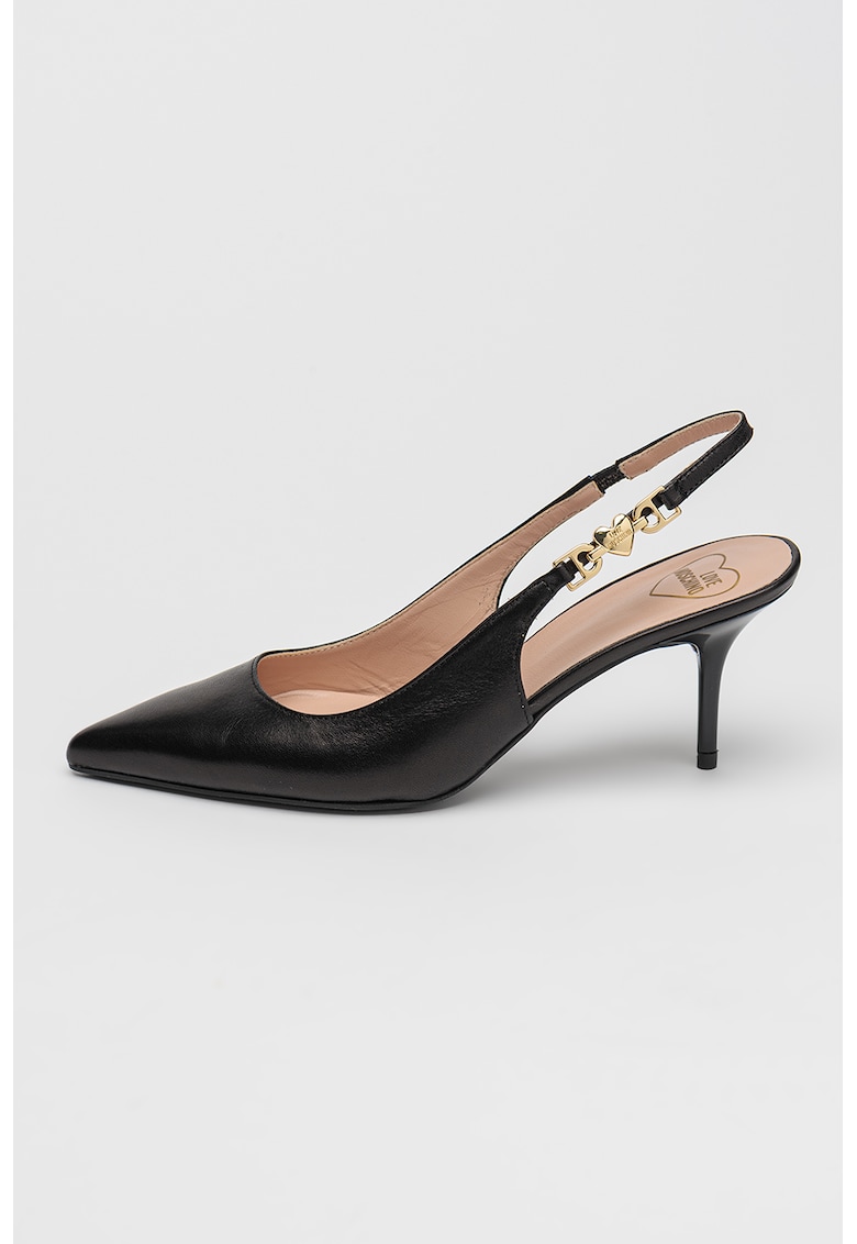 Pantofi din piele cu varf ascutit - Negru