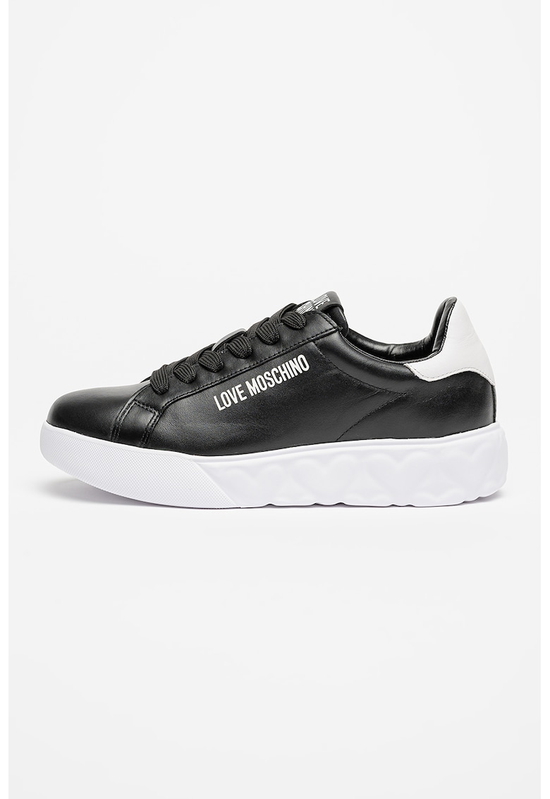 Pantofi sport de piele cu logo - Alb/Negru