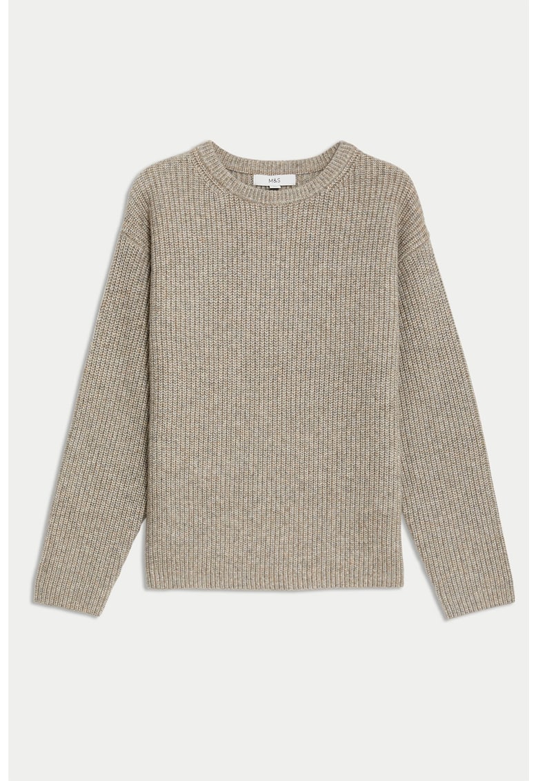 Pulover din tricot cu decolteu la baza gatului