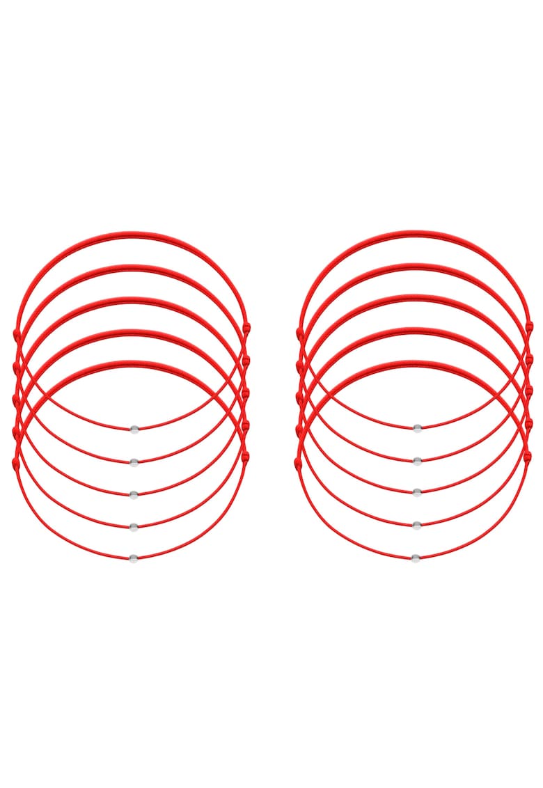 Set 10 bratari Martisor cu bilute din Argint 925 - snur rosu reglabil