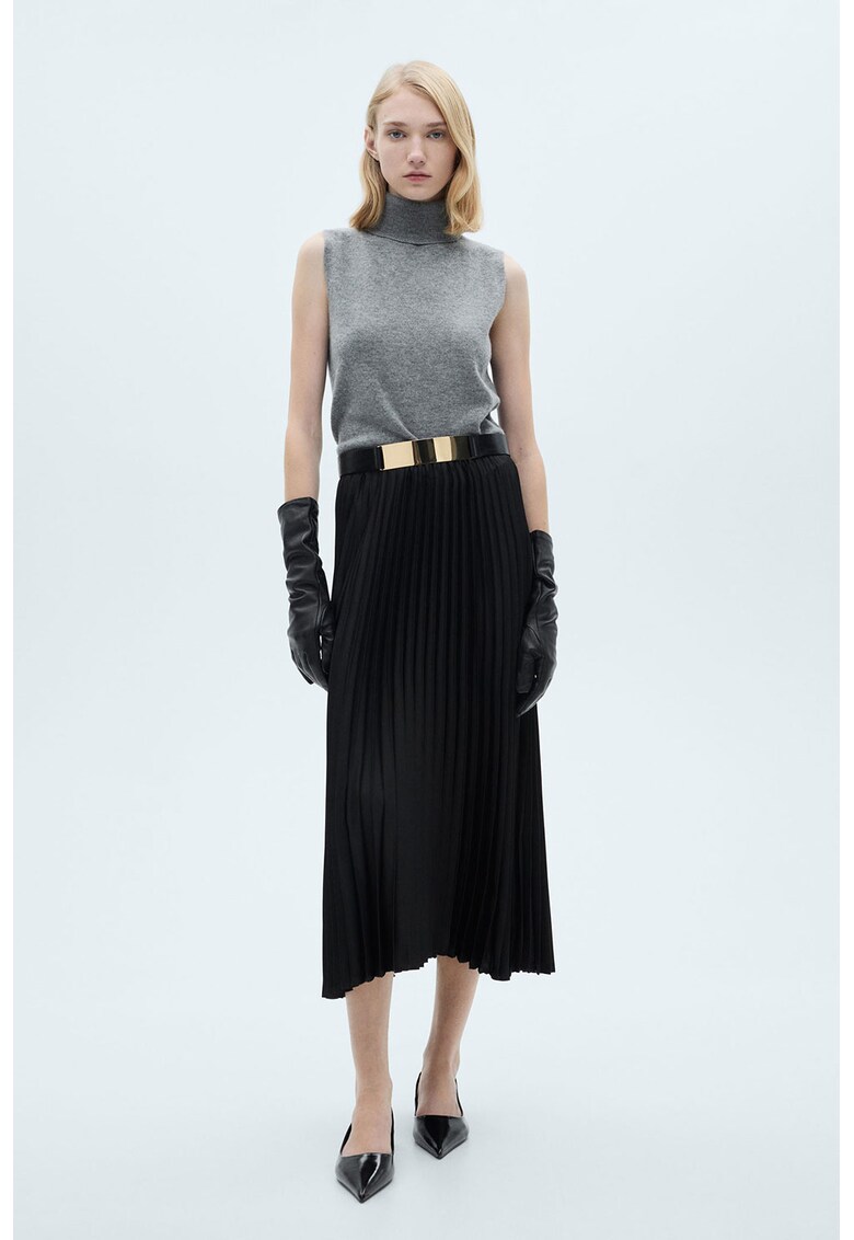 Fusta midi plisata - Negru