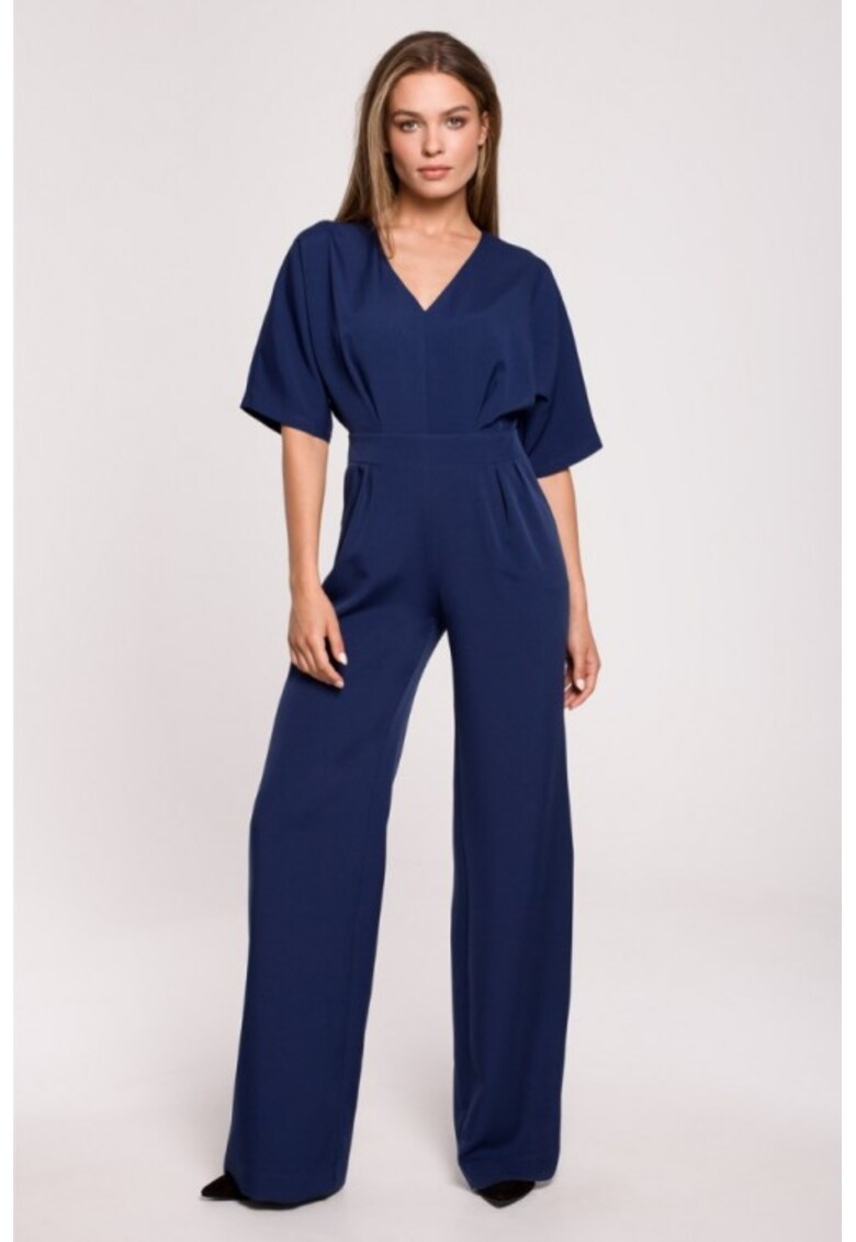 Salopeta cu decolteu in V - evazata - Albastru