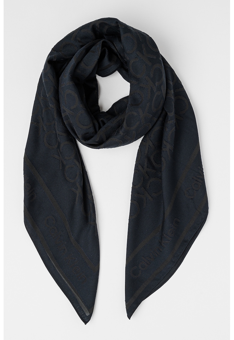 Esarfa din amestec de modal cu model logo