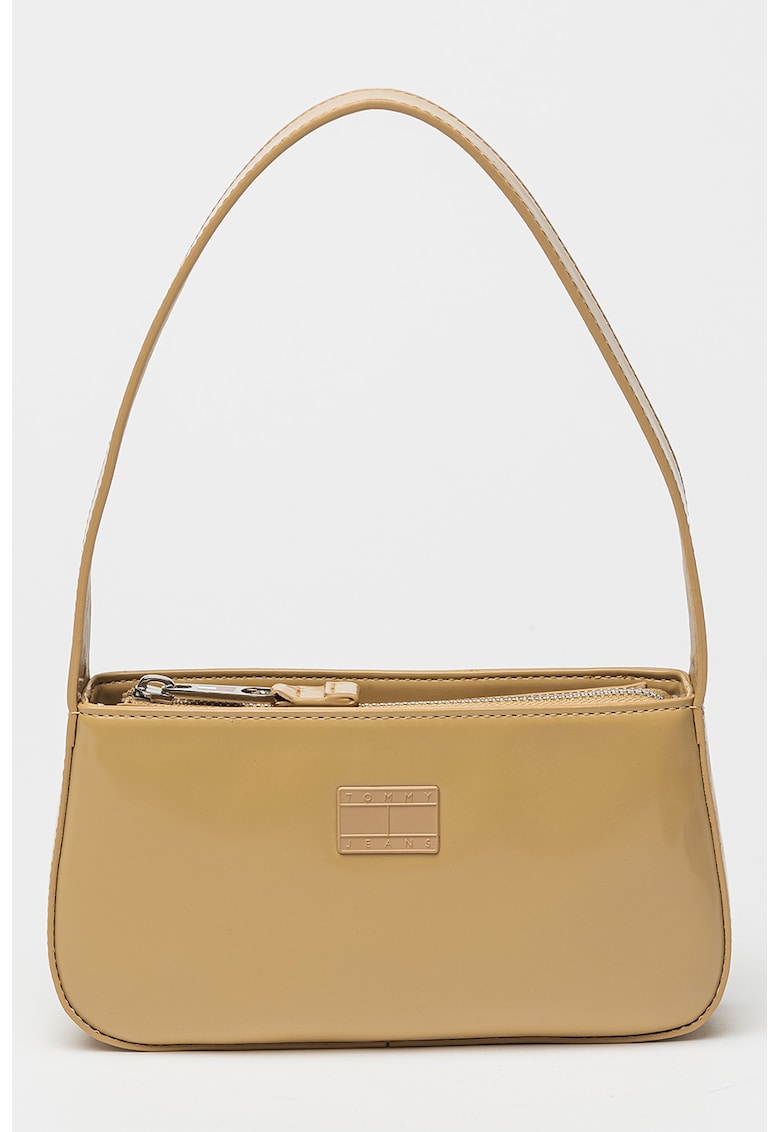 Geanta de piele ecologica cu bareta de umar si fermoar Geanta de piele ecologica cu bareta de umar si fermoar