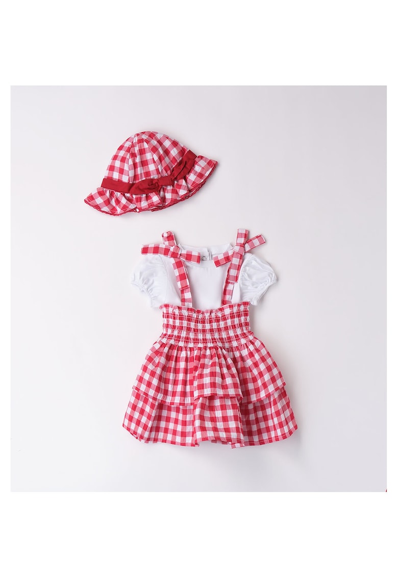 Compleu sarafan - tricou si palarie pentru fetita nou nascuta -