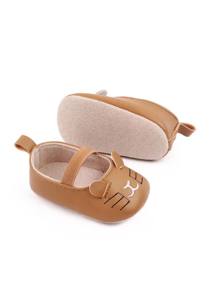 Balerini Model Pisicuta - Casual - Piele ecologica - Fete - Banda elastica - Maro