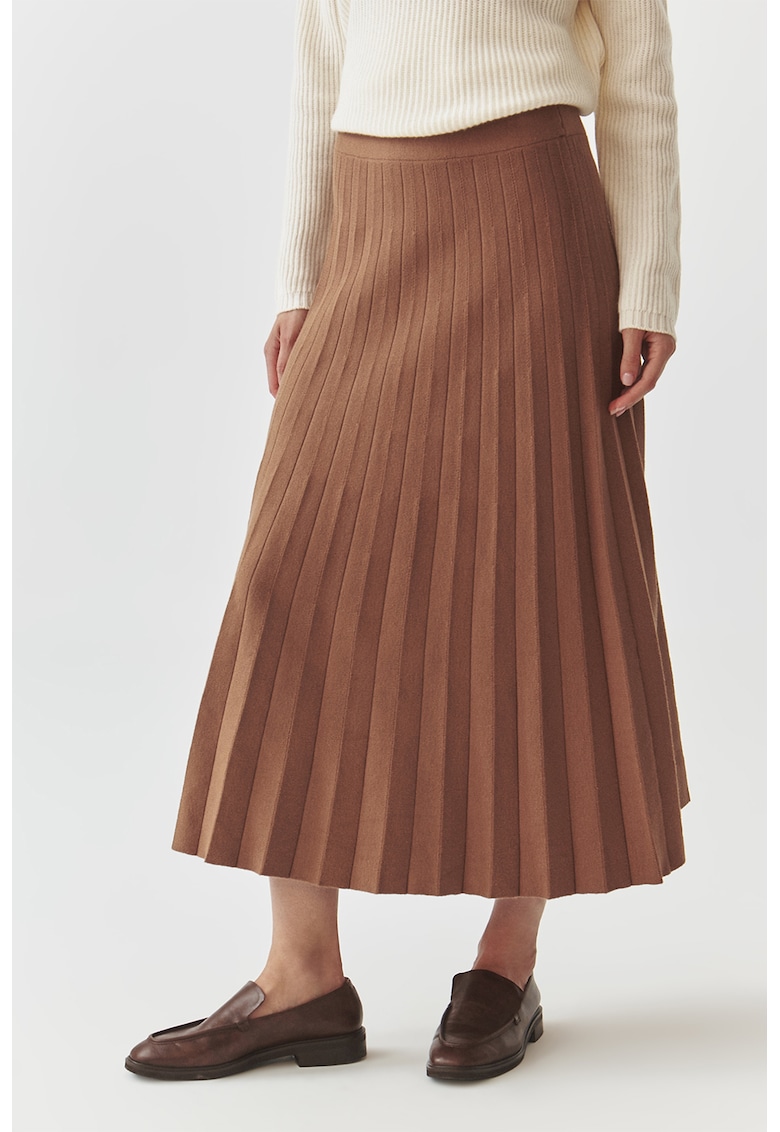 Fusta midi evazata cu design plisat Fusta midi evazata cu design plisat